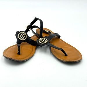 Tommy Hilfiger Black and Tan Sandals Size 8M